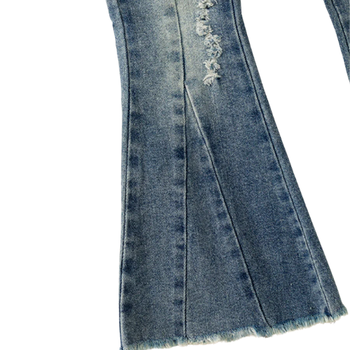 Light Distressed Flare Denim