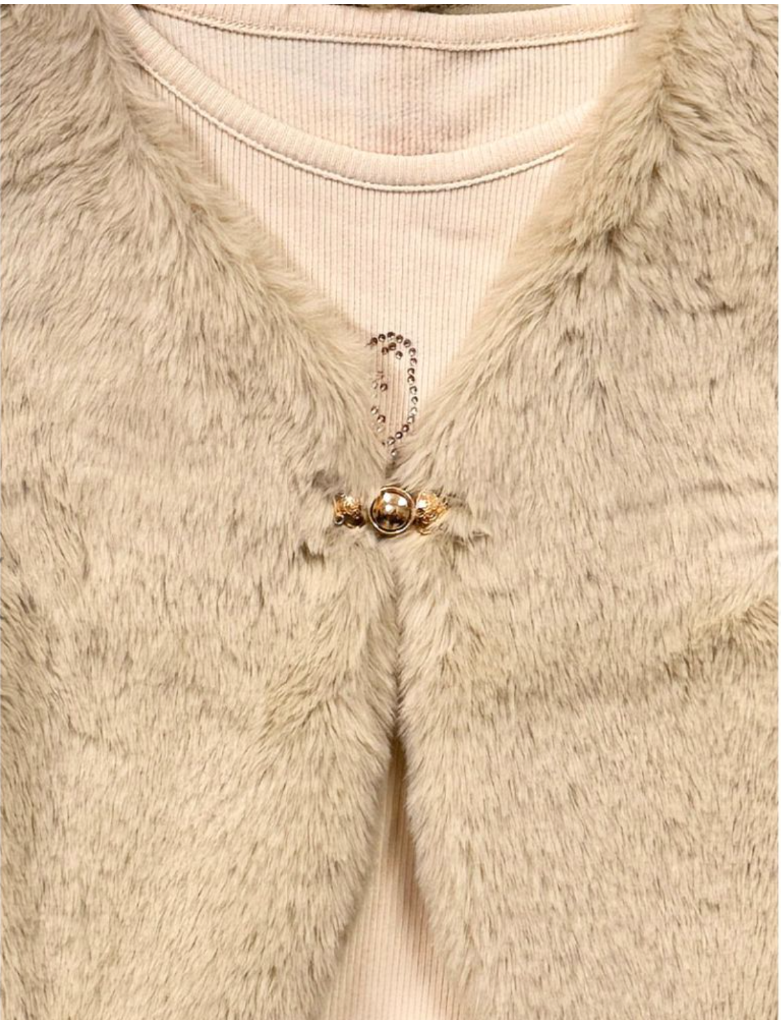 Almond Fur Vest