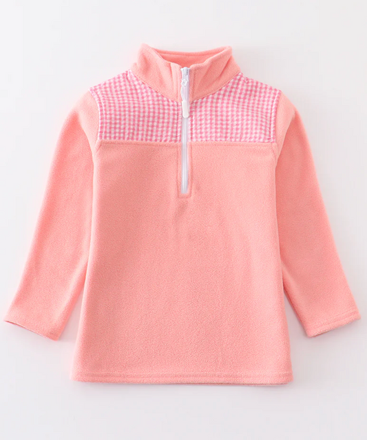 Peach Plaid Patch Fleece