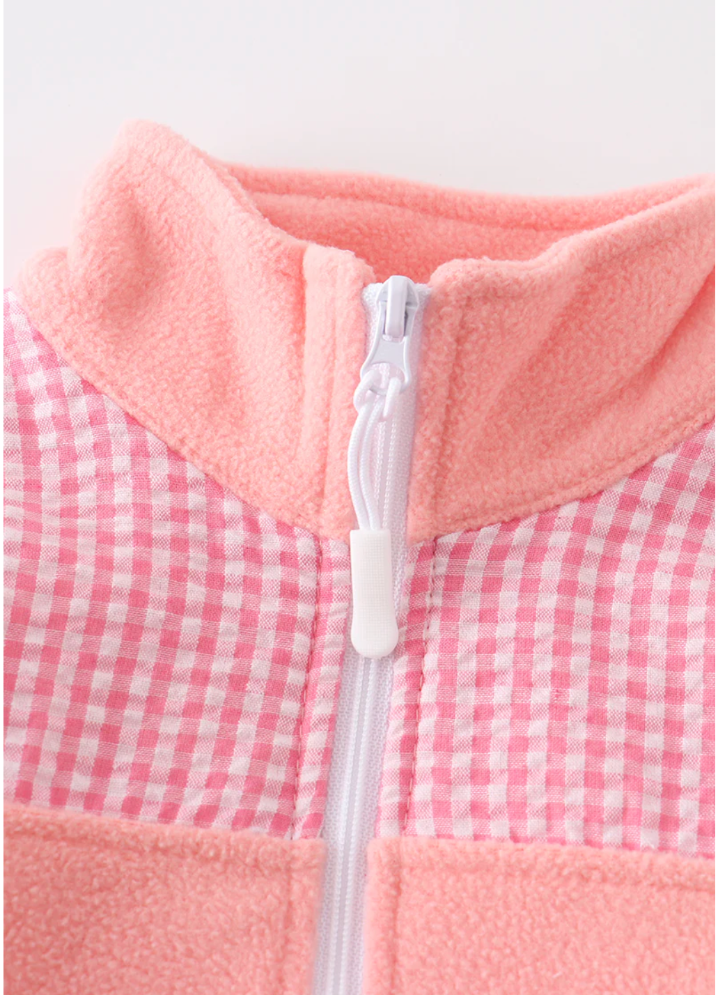 Peach Plaid Patch Fleece
