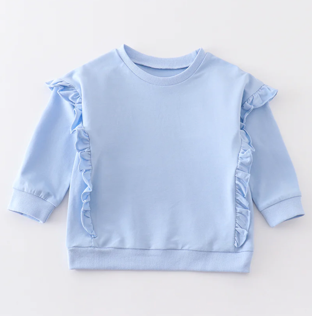 Blue Ruffle Sweatshirt