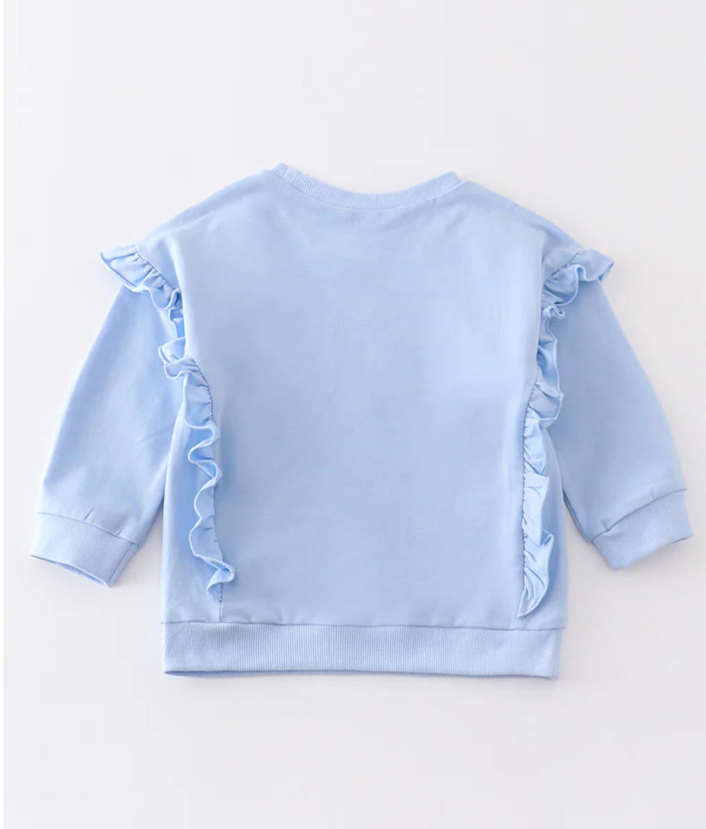 Blue Ruffle Sweatshirt