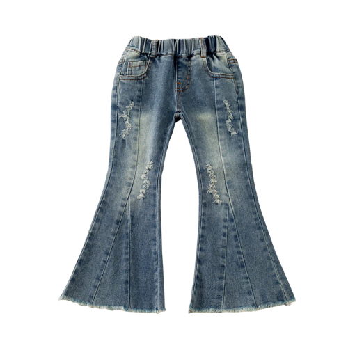 Light Distressed Flare Denim
