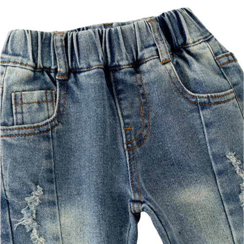 Light Distressed Flare Denim