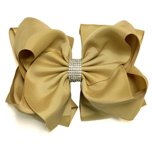 Latte Rhinestone Hair Bow