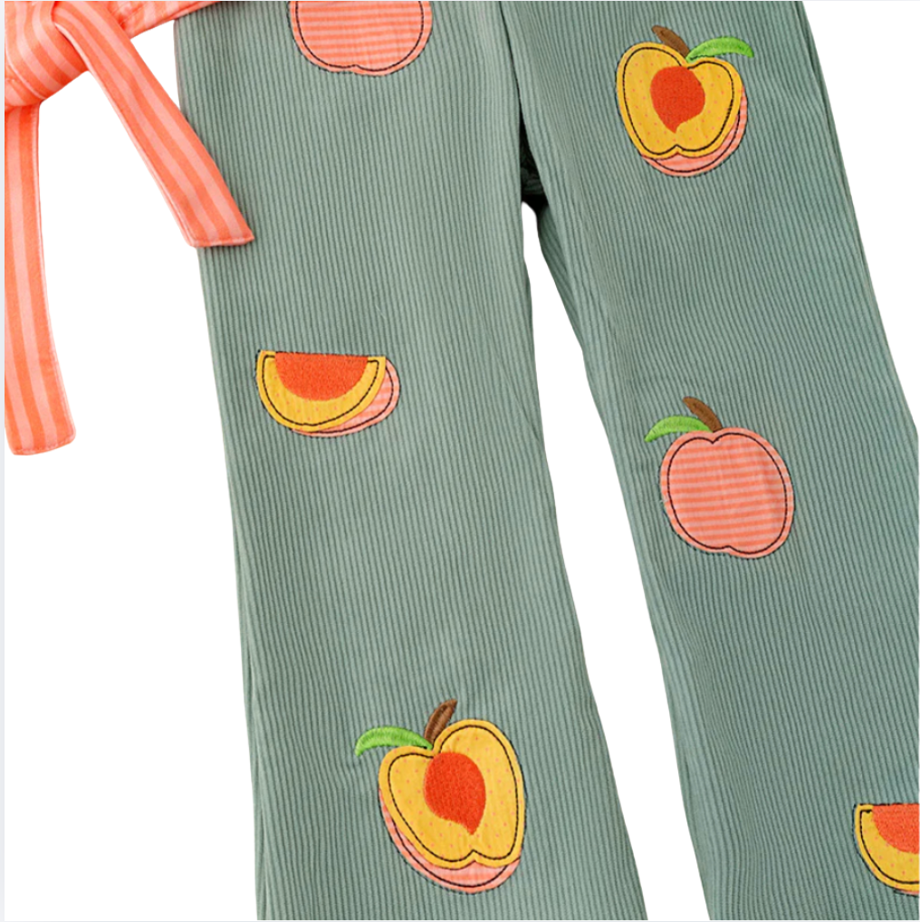 Coral Stripe Corduroy Set