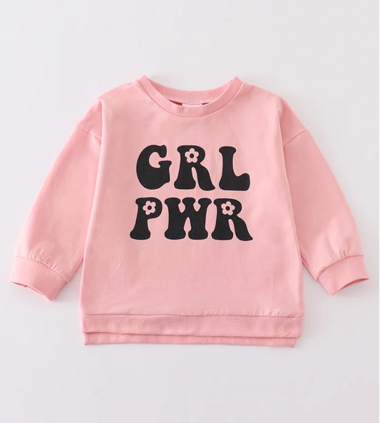 Pink Floral Girl Power Crewneck