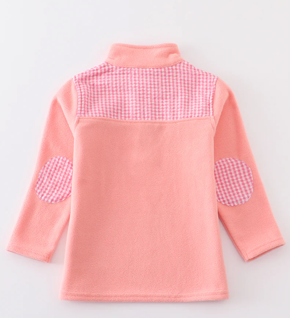 Peach Plaid Patch Fleece